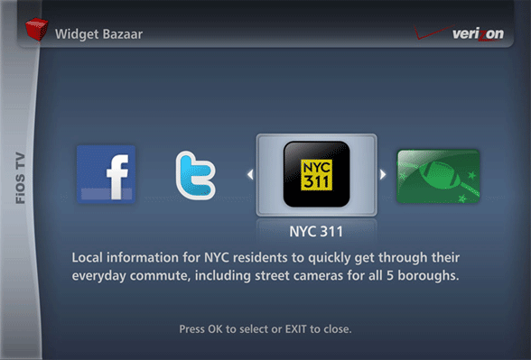 'Widget Bazaar' bei FiOS TV