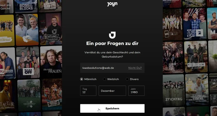 Registrieren bei Joyn Screenshot