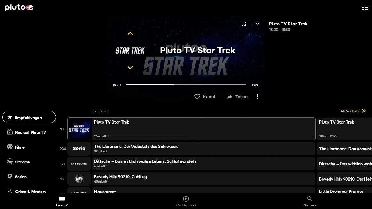 Fernsehen über Pluto.tv