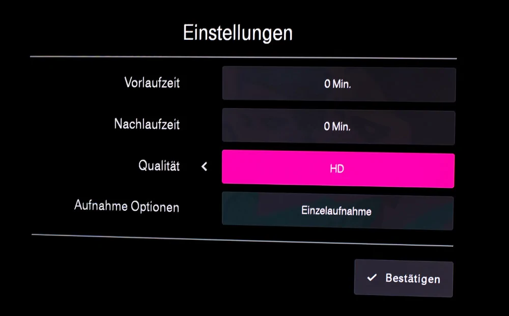 Aufzeichnung programmieren bei Magenta TV Stick