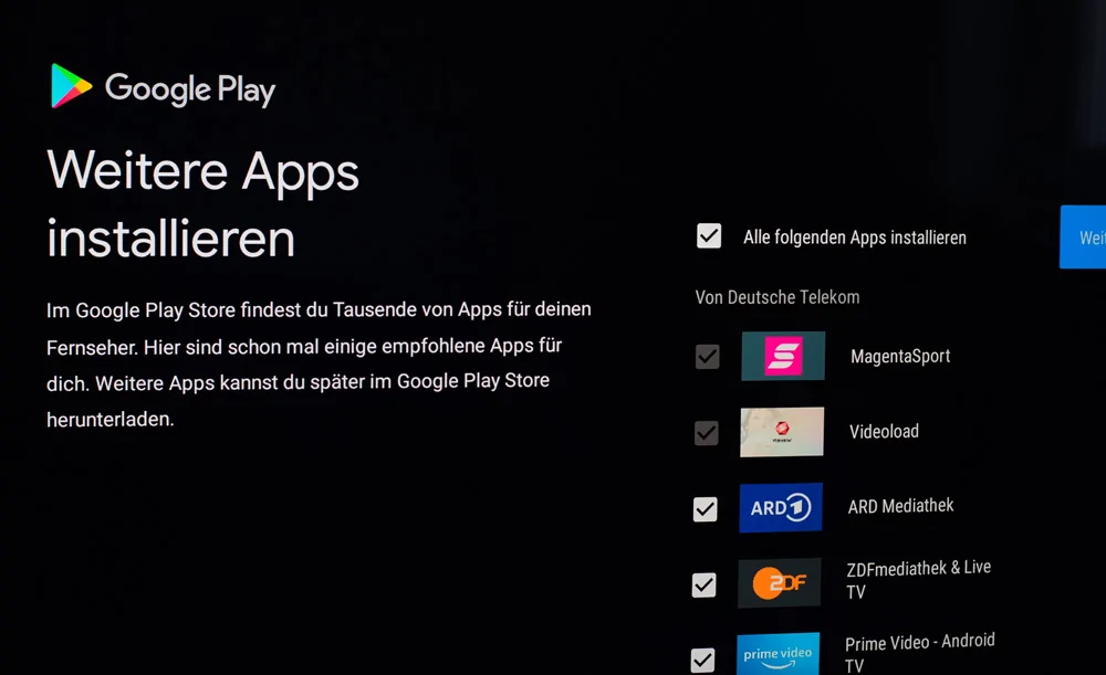 TV-Screenshot: Apps installieren