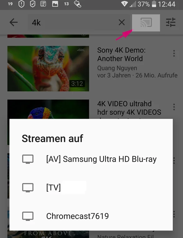 Streamen auf den Chromecast