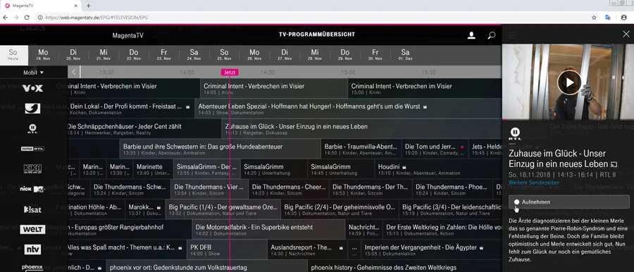 Elektronischer Programmführer und Aufnahmeprogrammierung