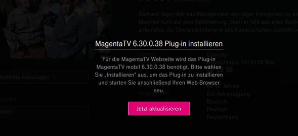 Meldung Plugin MagentaTV nötig