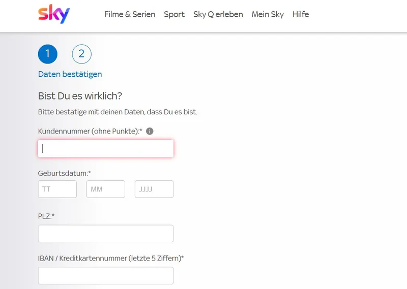 Sky Q PIN vergessen und neu beantragen