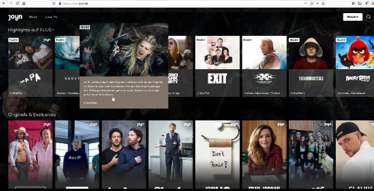 Joyn Screenshot aus der Videothek
