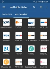 Sender in IPTV App